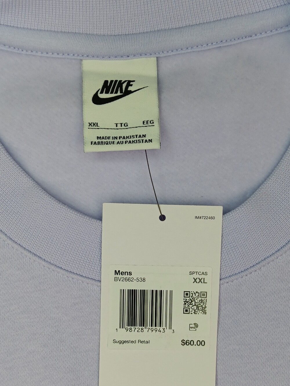 Nike Men's Dri-FIT Sweatshirt BV2662-538 Purple XXL - Picture 5 of 5